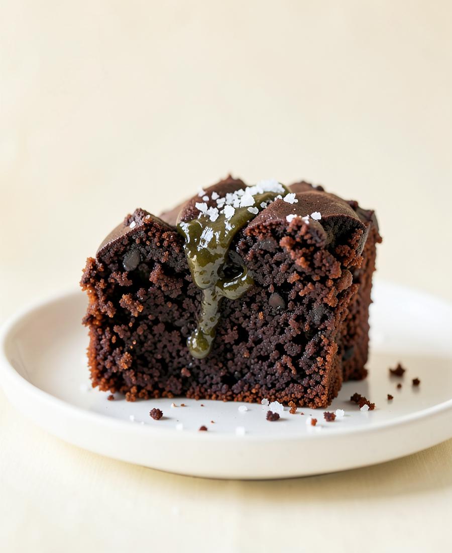 Chocolate Olive Oil Cake — Fudgy, grown-up, finished with flaky salt.